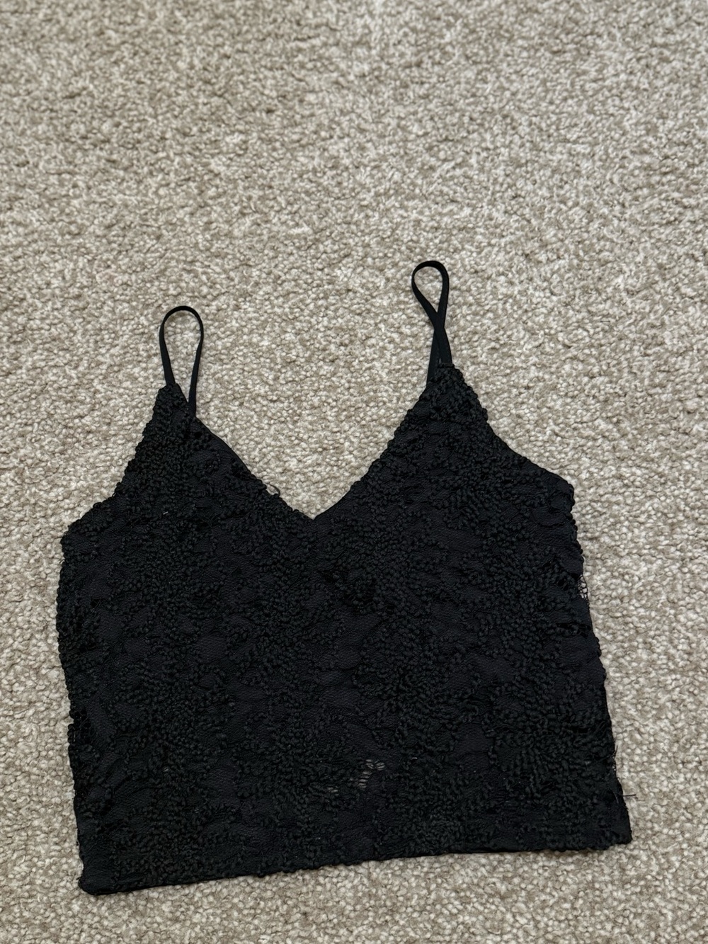 Zara Black Lace V-Neck Cropped Cami